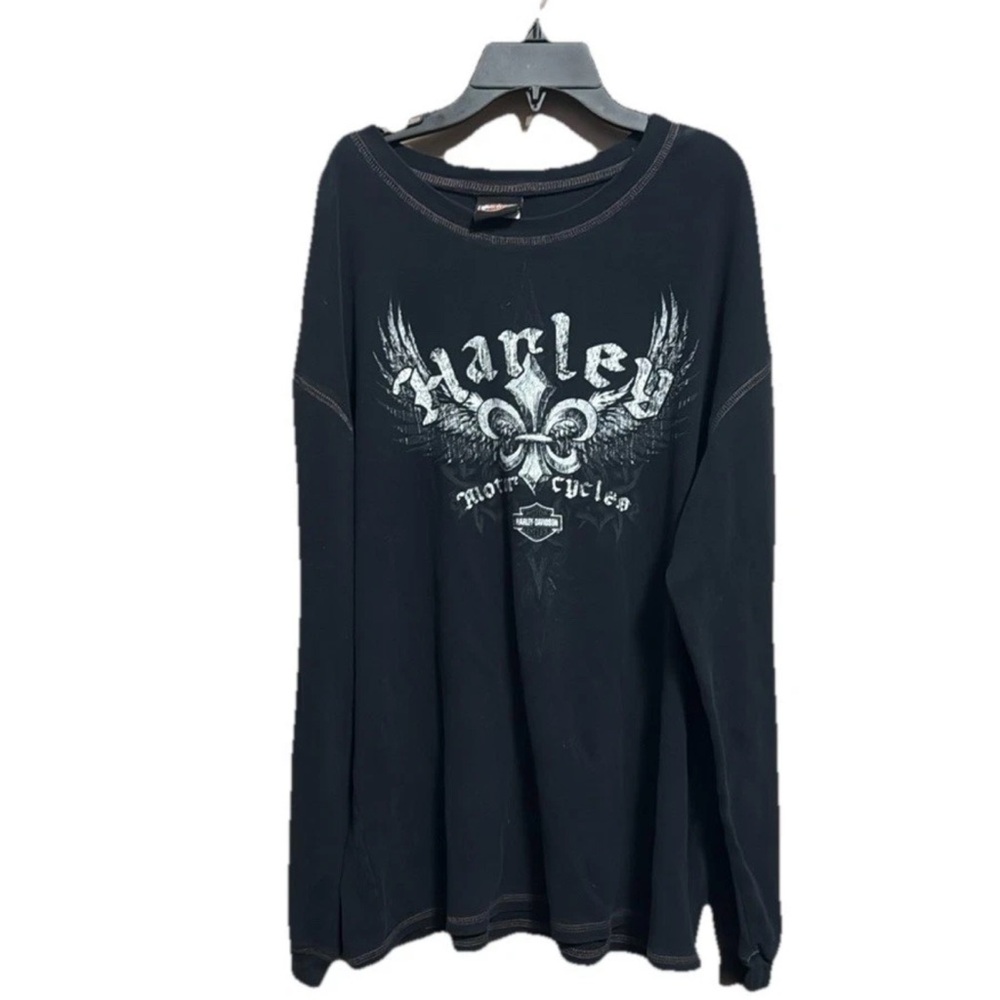 Vintage Harley Davidson Black Long Sleeve with Graphic Design